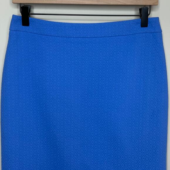 Talbots Blue Geometric Texture Skirt Size 2 Scalloped Hemline - Picture 2 of 9